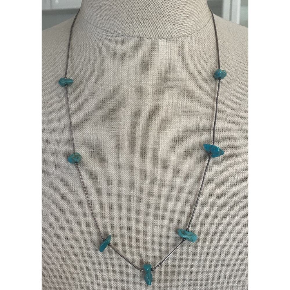 CAROLYN POLALCK STERLING SILVER AND TURQUOISE BEADS NECKLACE
